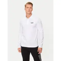 EA7 per uomo. 8NPF15_PJVQZ Polo a maniche lunghe Core Identity in cotone elasticizzato bianco (XL), Casual, Manica lunga
