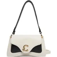 Coccinelle C-Me Borsa a spalla Vera Pelle 27 cm bianco