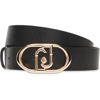 Liu Jo cintura da donna con finitura liscia e maxi logo monogram in metallo sul davanti nera