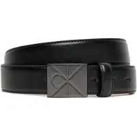 Calvin Klein Emblem Plaque Buckle Belt Black/matte Gunmetal Taglia: 105 | Cinture Outlet | Uomo | Grigio