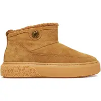 Pinko stivaletti bassi da donna con tomaia in vera pelle suede e interno imbottito cognac