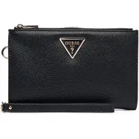 GUESS portafoglio organizer da donna con triangolo logato sul davanti nero