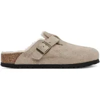 Birkenstock per donna. 1028299 Zoccoli in Pelle Boston Shearling (Calzata Stretta) beige (37), Basso, Camoscio, Nessuno, Casual