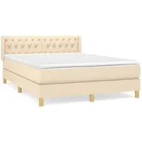 vidaXL Letto a molle con materasso crema 140x200 cm in tessuto