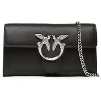 Pinko borsa a tracolla love one pochette nero acciaio