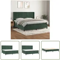The Living Store Letto a molle con materasso verde scuro 200x200 cm in velluto