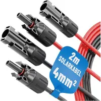 Absina Cavo solare per impianti fotovoltaici, connettori MC4, sezione 4mm², grado di protezione IP67 (2 metri). IVA 0% ai sensi dell'art. 12, comma 3, della legge sull'IVA
