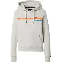 Superdry per donna. W2012488A Felpa con cappuccio Rainbow Stripe grigia (S), Casual, Grigio, Cotone