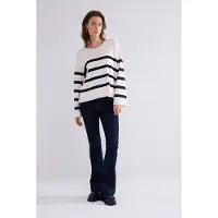 Summum Woman Striped Sweater Soft Viscose Polyamide Knit Ivory Taglia: L | Maglioni a maglia Outlet | Donna | Bianco