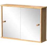 Vicco Specchio contenitore bagno Mireo Bambù 55 x 40 cm con 2 porte scorrevoli, Model 55326