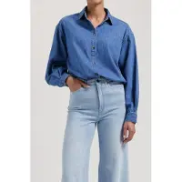 MUD Jeans Reese Denim Shirt - Medium Stone Medium Stone Taglia: S | Magliette intime Outlet | Donna | Blu