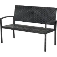 Outsunny Panchina da giardino , panca a 2 posti in stile rattan, panca da parco con portata fino a 240 kg, in acciaio
