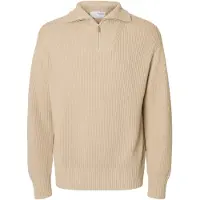 Selected Maglione A Mezza Cerniera Uomini Beige XXL