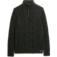 Superdry per uomo. M6110639A Maglione lavorato a trecce con mezza zip Jacob nero (XL), Casual, Acrilico