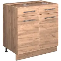 Vicco Mobiletto base per cucina Fame-Line Rovere dorato 80 cm senza piano di lavoro, Model 56675
