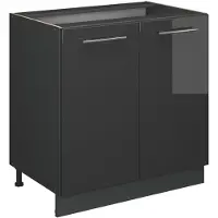 Vicco Mobiletto base cucina Fame-Line Antracite lucido/Antracite 80 cm piano di lavoro Marmo, Model 57022