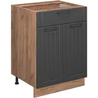 Vicco Mobiletto base per cucina Fame-Line Grigio scuro 60 cm con cassetto, PL Marmo, Model 56672