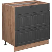 Vicco Mobiletto base per cucina Fame-Line Grigio scuro 80 cm con 3 cassetti, PL Rovere, Model 57235