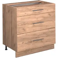 Vicco Mobiletto base per cucina Fame-Line Rovere dorato 80 cm con 3 cassetti, senza piano di lavoro, Model 57278