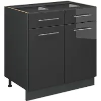 Vicco Mobiletto base per cucina Fame-Line Antracite lucido 80 cm , PL Rovere, Model 56785