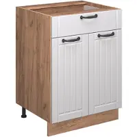 Vicco Mobiletto base per cucina Fame-Line Bianco rustico 60 cm con cassetto, PL Antracite, Model 56751