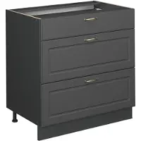 Vicco Mobiletto base per cucina Fame-Line Antracite-oro rustico 80 cm con 3 cassetti, PL Antracite, Model 57039