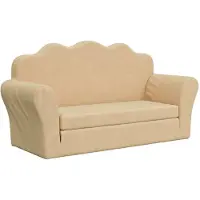 vidaXL Divano letto per bambini 2 posti crema Morbido peluche