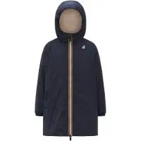K-way - Giacca lunga isolante, impermeabile e antivento - P.Le Vrai 4.0 Eiffel Orsetto Depht Blue in Pelle - Taglia 10a - Blu navy