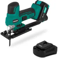 Vonroc Seghetto alternativo a batteria 20V – Impugnatura a T | Inclusa batteria da 4.0Ah e caricabatterie rapido