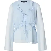 French Connection Emina Chiffon Frill Tie Up Top Arctic Blue Taglia: 8 | Maglie a manica lunga Outlet | Donna | Blu