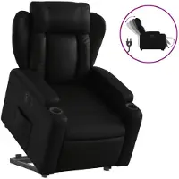 vidaXL Poltrona relax con supporto elettrico in Pelle finta nera