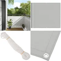 The Living Store Paravento per balcone grigio chiaro 90x300 cm 100 % poliestere Oxford