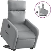 vidaXL Poltrona relax con ausilio per l'alzata in tessuto grigio chiaro