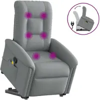 vidaXL Poltrona massaggiante con ausilio per la posizione eretta in tessuto grigio chiaro