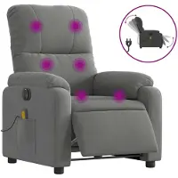 vidaXL Poltrona massaggiante elettrica in tessuto microfibra grigio scuro