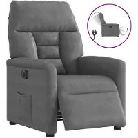 vidaXL Poltrona relax elettrica in tessuto microfibra grigio scuro