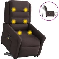 vidaXL Poltrona massaggiante elettrica con ausilio per la posizione eretta in tessuto marrone scuro
