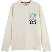 Scotch & Soda Relaxed Fit Artwork T-shirt Ls Eggnog Taglia: S | Maglie a manica lunga Outlet | Uomo