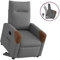 vidaXL Poltrona relax con ausilio per l'alzata in tessuto grigio scuro