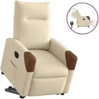 vidaXL Poltrona relax con supporto elettrico in tessuto crema