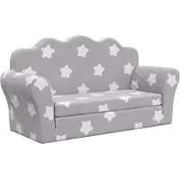 vidaXL Divano letto per bambini a 2 posti grigio chiaro con stelle Morbido peluche