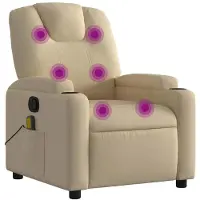 vidaXL Massage recliner in tessuto color crema