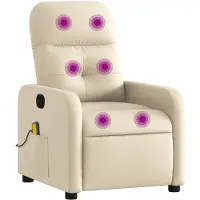 vidaXL Poltrona relax per massaggi, tessuto color crema