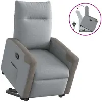 vidaXL Poltrona relax con ausilio per l'alzata in tessuto grigio chiaro