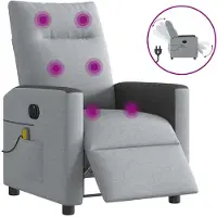 vidaXL Sedia da massaggio elettrica in tessuto grigio chiaro