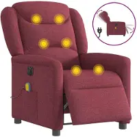 vidaXL Sedia da massaggio elettrica in tessuto rosso vino