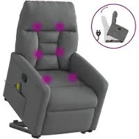 vidaXL Poltrona massaggiante con ausilio per la posizione eretta in tessuto grigio scuro