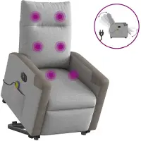 vidaXL Poltrona massaggiante con ausilio per la posizione eretta elettrica in tessuto grigio nuvola