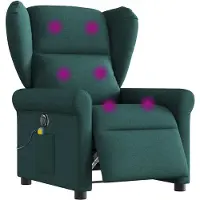 vidaXL Sedia da massaggio elettrica in tessuto verde scuro