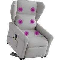 vidaXL Poltrona massaggiante con ausilio per la posizione eretta elettrica in tessuto grigio nuvola
